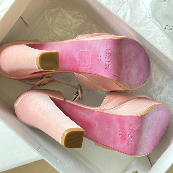 NEW Cuple women's size 38 EU gem embellished chunky heel sandals NWD missing gem - Picture 3 of 11